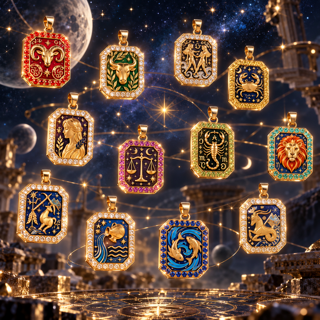 Twelve zodiac pendant designs