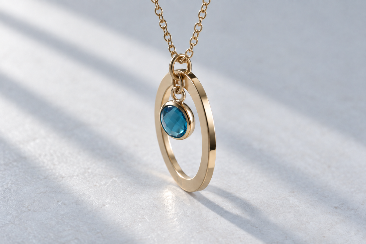 Personalized Birthstone Circle Necklace – Custom Name Engraving
