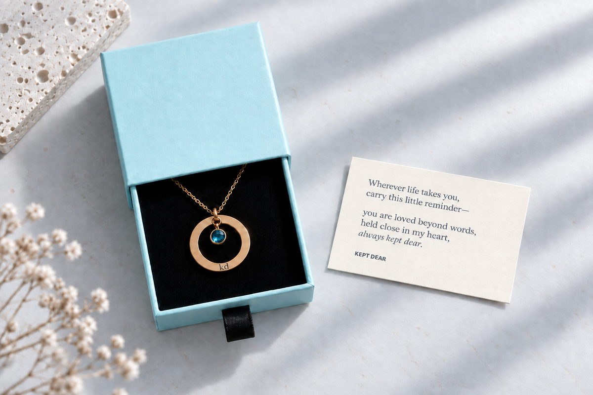 Personalized Birthstone Circle Necklace – Custom Name Engraving