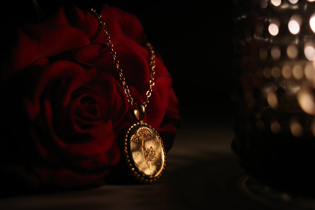 Personalized Birth Flower Oval Necklace