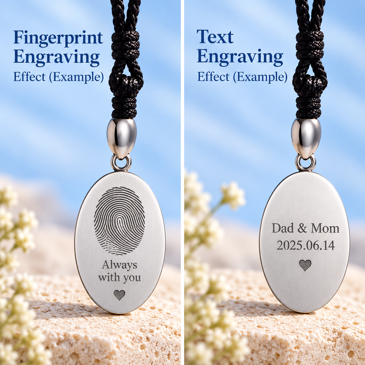 Personalized Fingerprint Oval Pendant Necklace