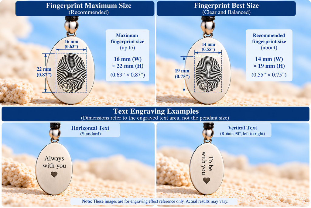 Personalized Fingerprint Oval Pendant Necklace