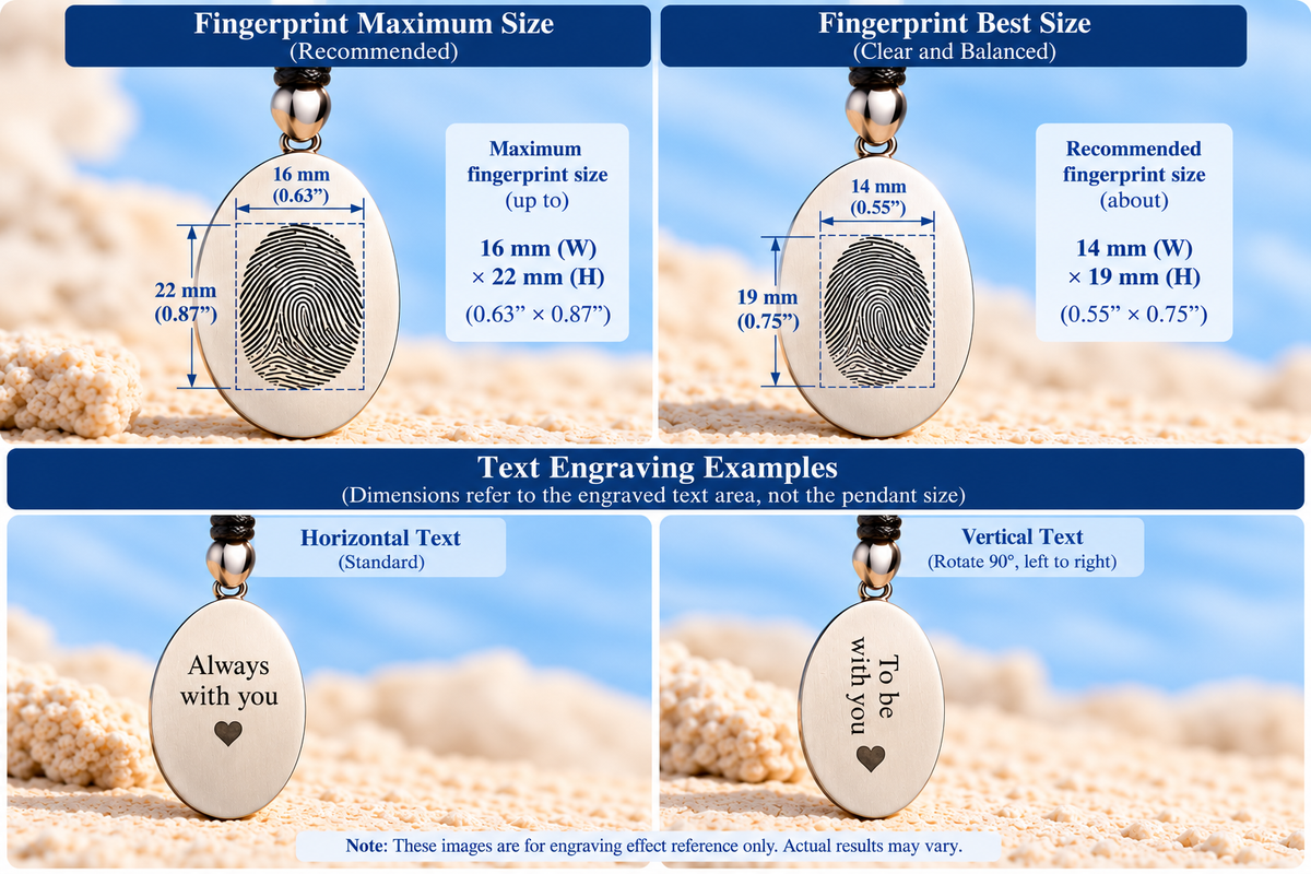 Personalized Fingerprint Oval Pendant Necklace