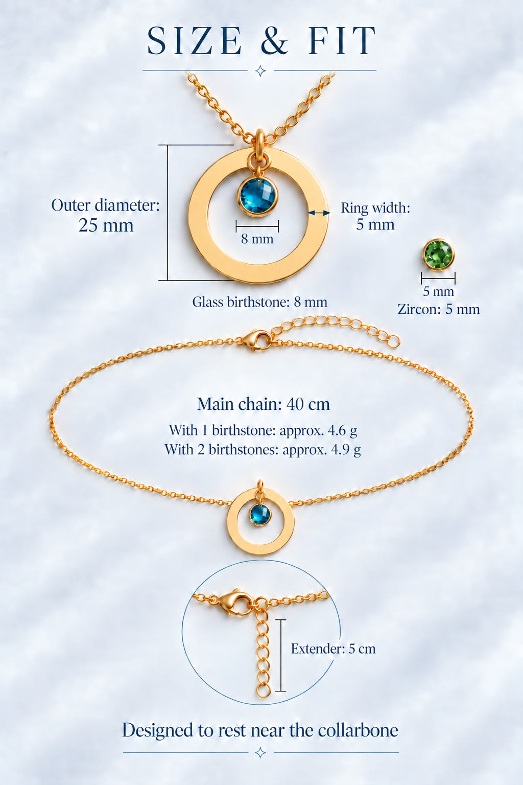 Personalized Birthstone Circle Necklace – Custom Name Engraving