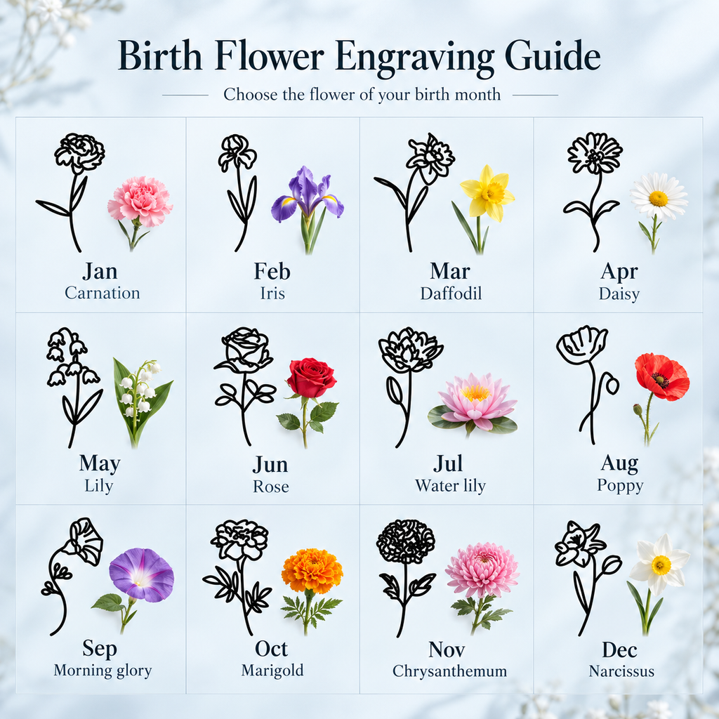 Personalized Birth Flower Oval Necklace