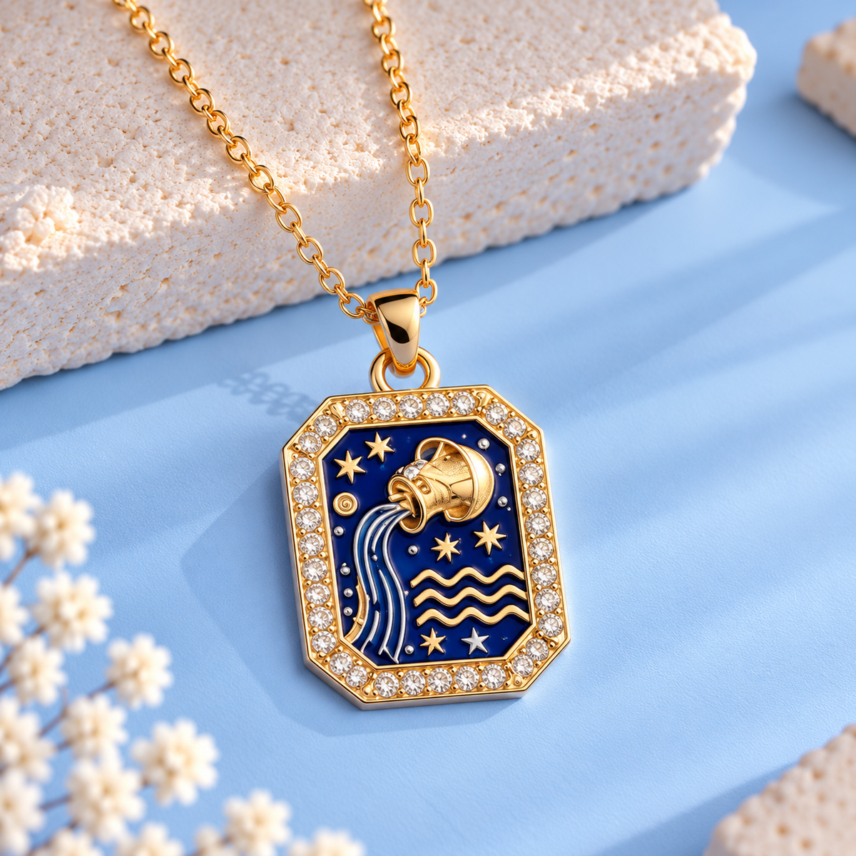 Aquarius zodiac pendant necklace – Kept Dear
