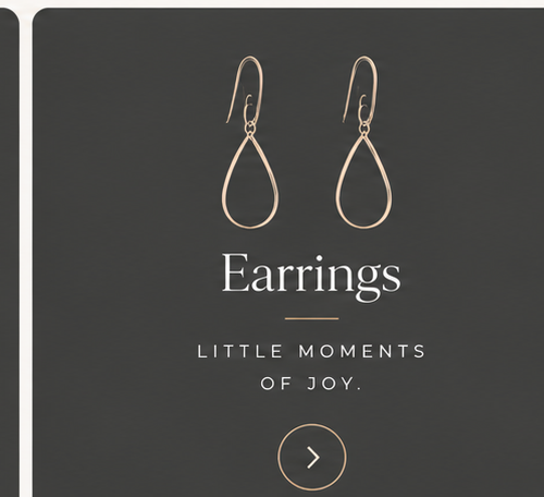 Kept Dear earrings category charcoal and champagne gold line art