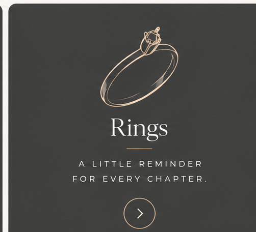 Kept Dear rings category charcoal and champagne gold line art
